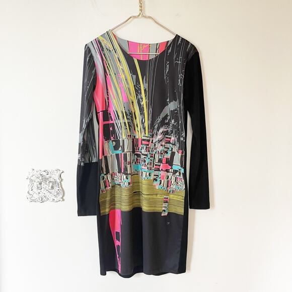 Volt Design Graphic Wearable Art Knit Sheath Dress No. 308 Kin Dress M - Picture 1 of 9